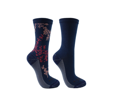 BIPACK CALCETÍN PUNTOS FLORES - Cobre+Algodón-Largo 3/4